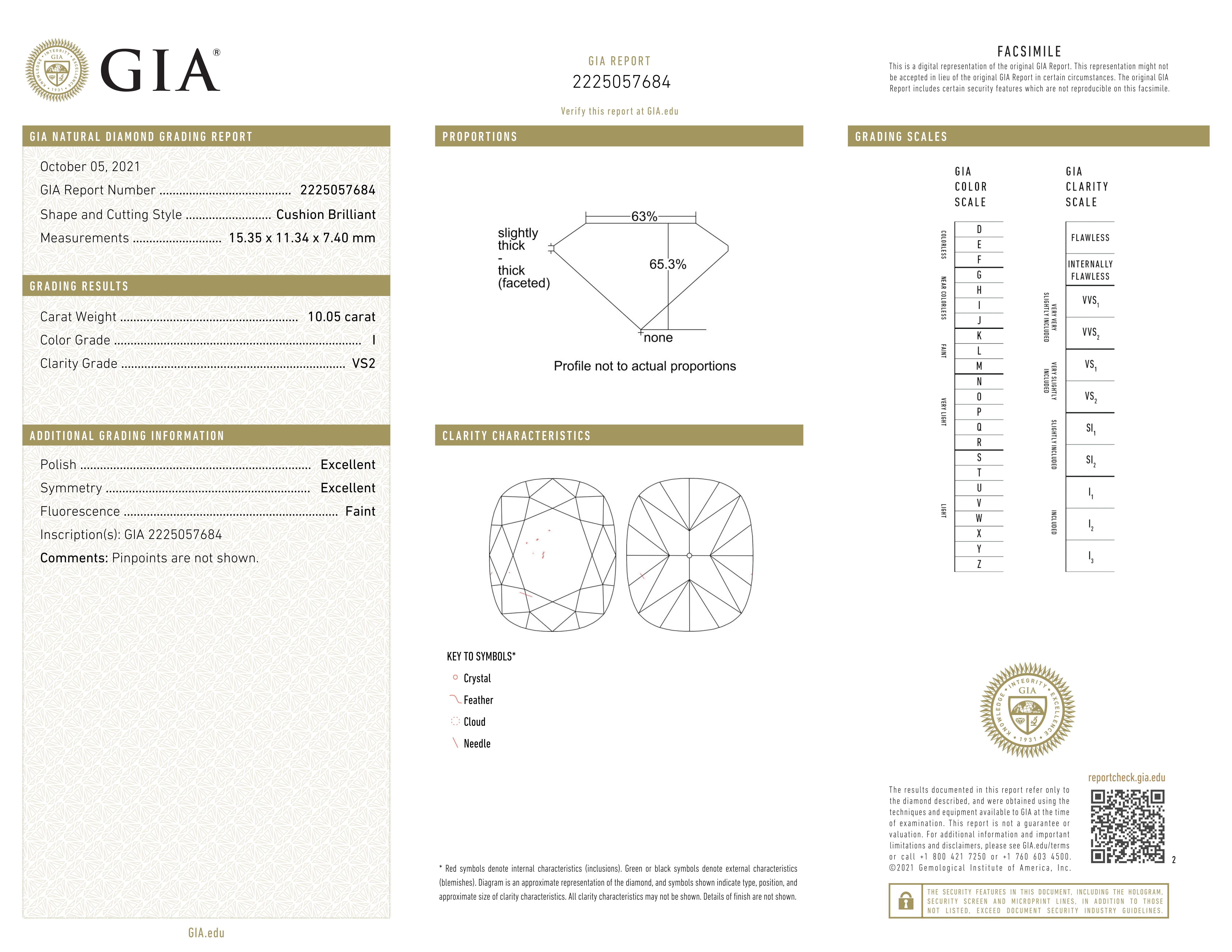 GIA Certified 10 Carat Cushion Cut Diamond Platinum Ring In New Condition For Sale In Chicago, IL
