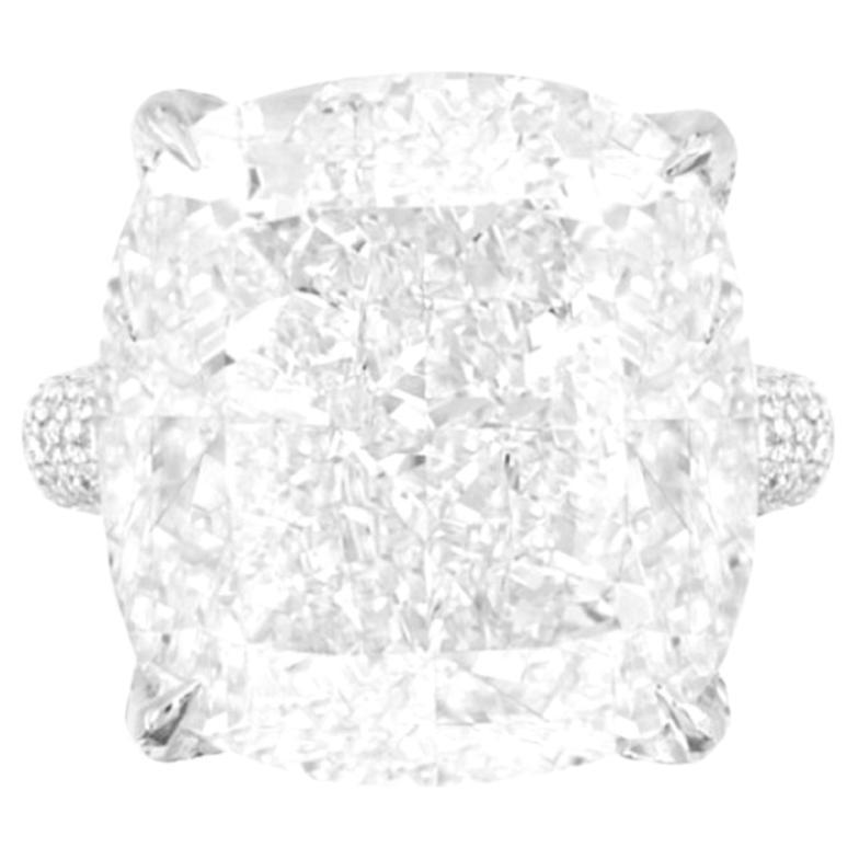 GIA Certified 10 Carat Cushion Cut Diamond Platinum Ring