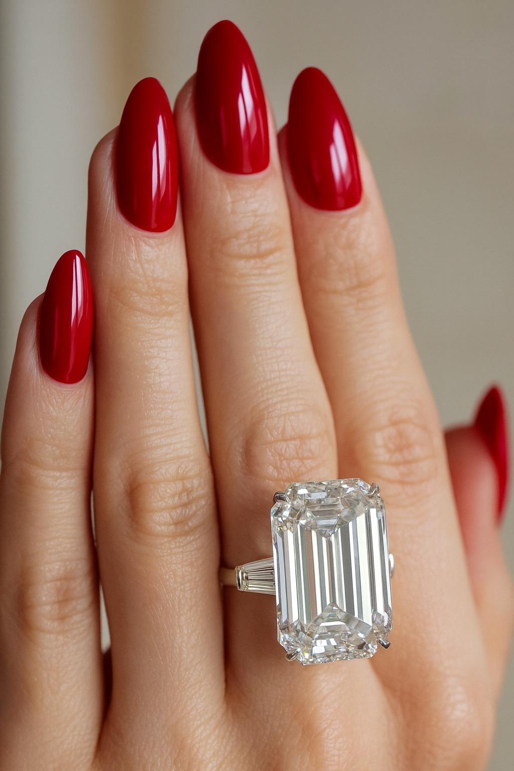 GIA zertifiziert 10 Karat Smaragd Schliff D Farbe Diamant Ring in Platin (Zeitgenössisch) im Angebot