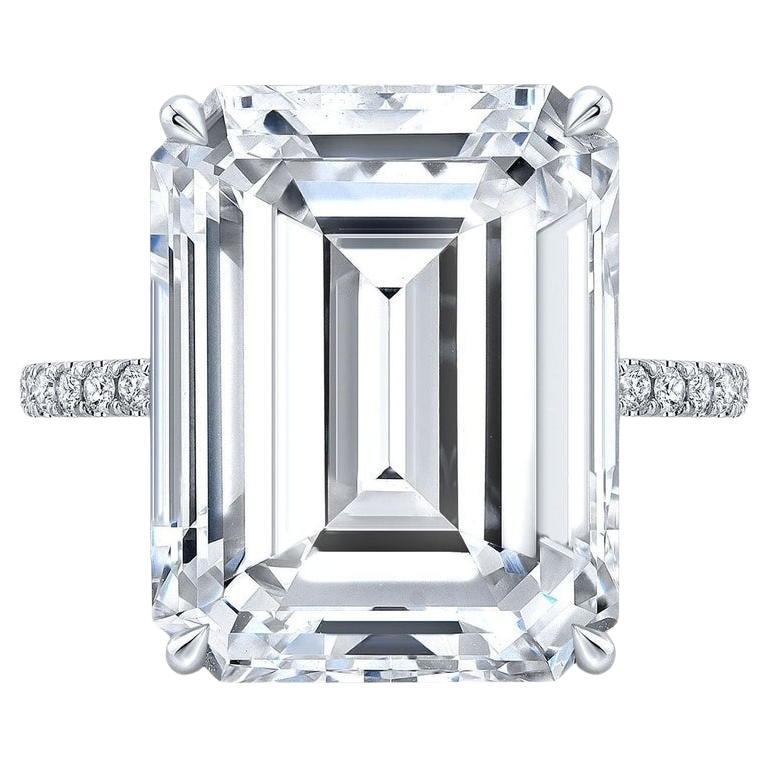 GIA Certified 10 Carat Emerald Cut Diamond Engagement Ring