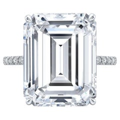 GIA Certified 10 Carat Emerald Cut Diamond Engagement Ring