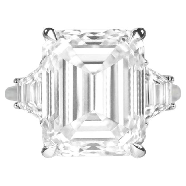 GIA Certified 6 Carat Emerald Cut Diamond Platinum Ring