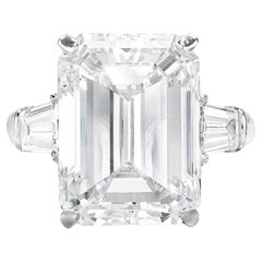 GIA Certified 10 Carat Emerald Cut Diamond Platinum Ring 