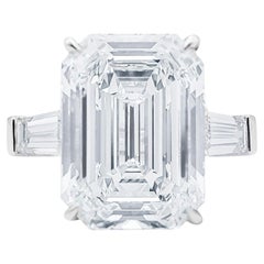 GIA Certified 10 Carat Emerald-Cut Diamond Platinum Ring