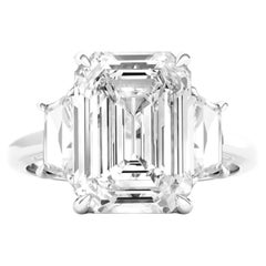 GIA Certified 10 Carat Emerald Cut Diamond Platinum Ring