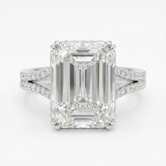 GIA Certified 10 Carat Emerald Cut Diamond Platinum Split Shank Ring