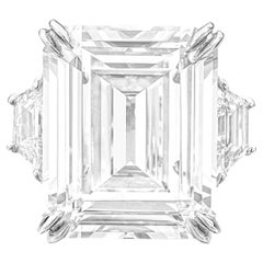 GIA Certified 10.40 Carat Emerald Cut Diamond Ring with Trapezoid Diamond