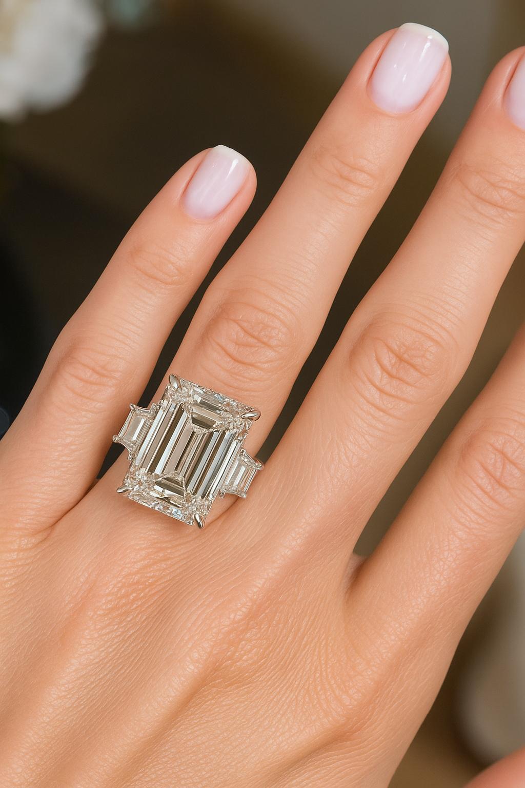 Taille émeraude GIA Certified 10 Carat Emerald Cut Diamond Ring – G Color, VVS1 Clarity en vente