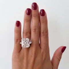 GIA Certified 10 Carat Emerald Cut Diamond Three-Stone Ring