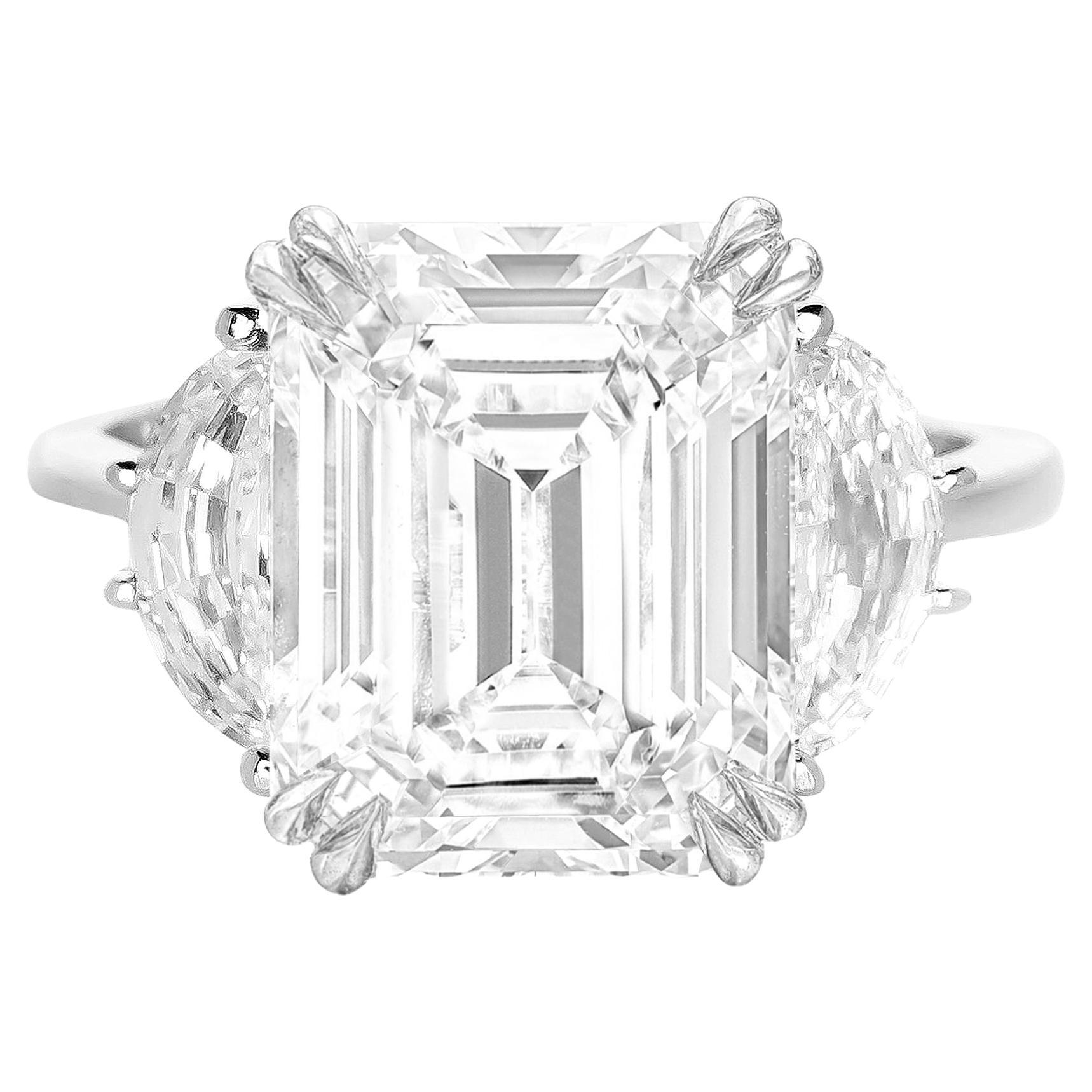 GIA Certified 10 Carat G Color VVS Clarity Emerald Cut Diamond 18k White Gold For Sale