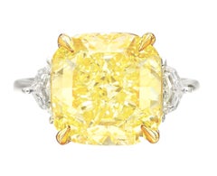 GIA Certified 10 Carat Fancy Yellow Cushion Cut Diamond Ring