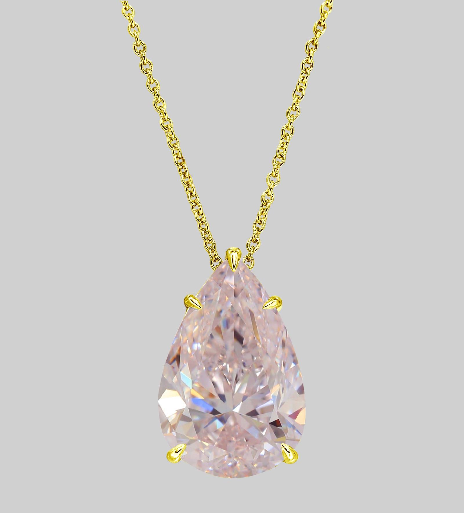 Modern GIA Certified 10 Carat Flawless Pear Cut Fancy Intense Pink Diamond Pendant