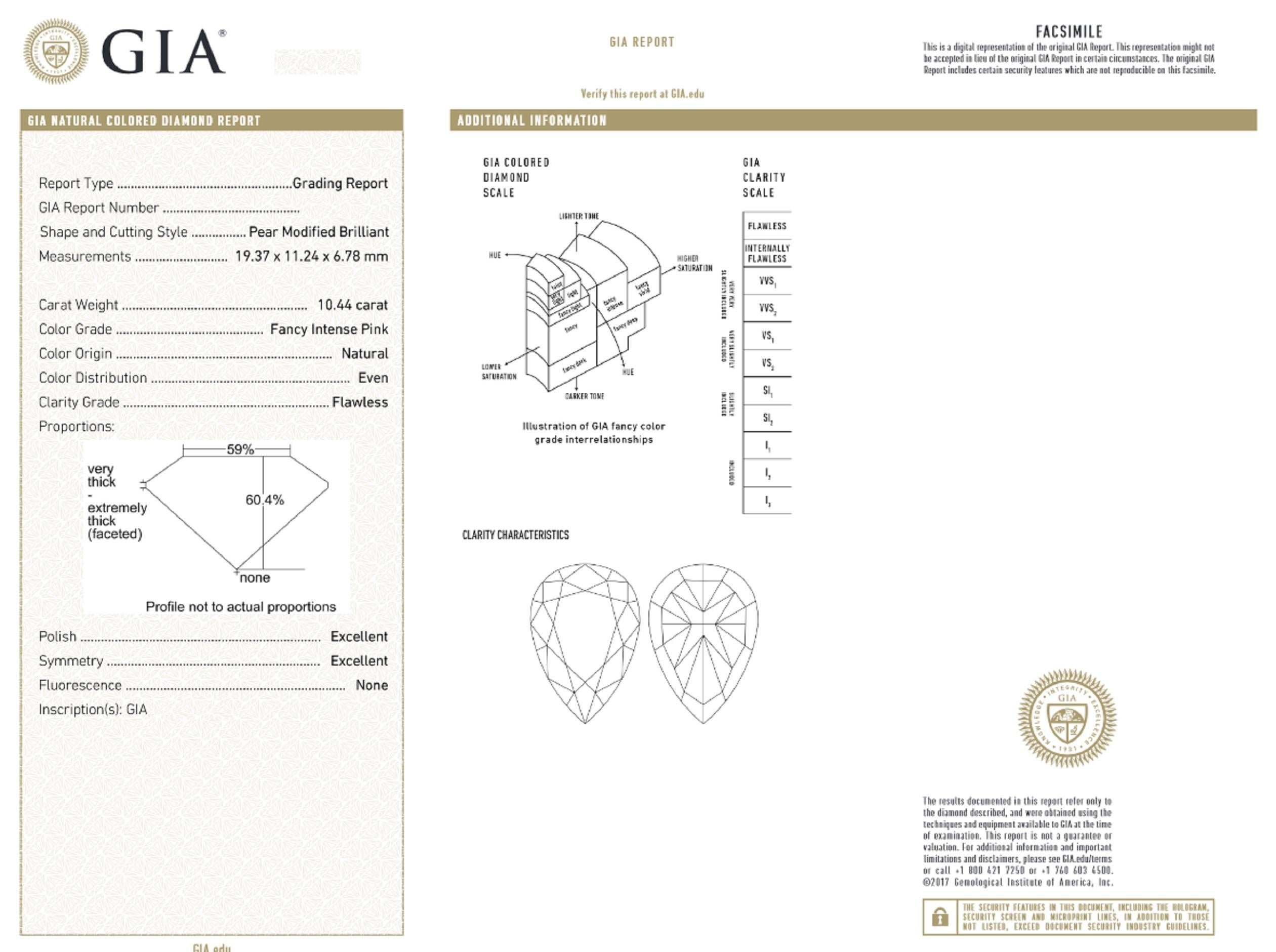 GIA-zertifizierter 10 Karat lupenreiner Diamant-Anhänger im Birnenschliff mit intensivem Pink Diamond im Zustand „Neu“ in Chicago, IL