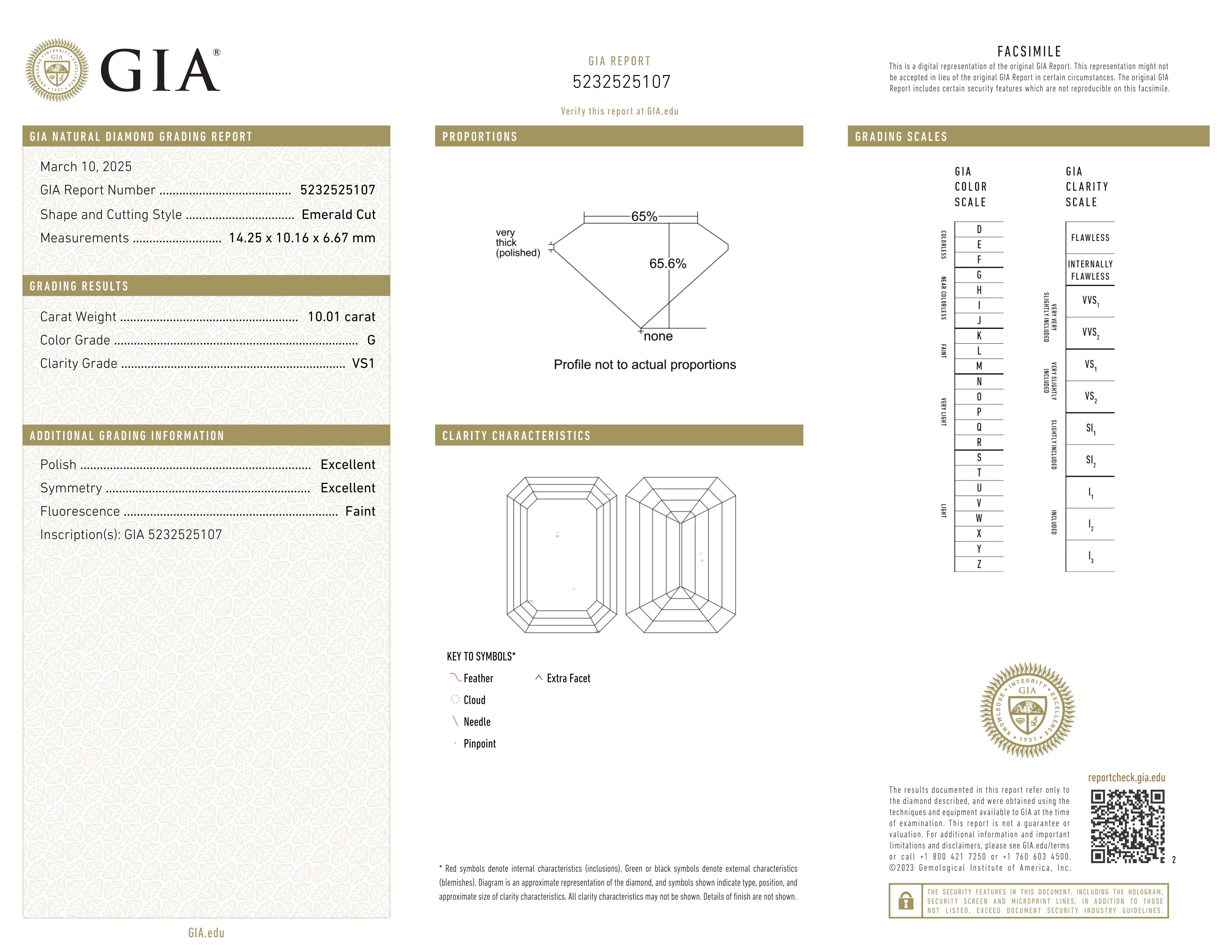 Anillo de diamantes de 10 quilates de color G y claridad VS1 con certificación GIA Corte esmeralda en venta