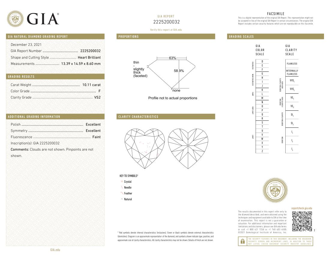 Moderne Collier pendentif en diamant certifié GIA de 10 carats en forme de cœur en vente