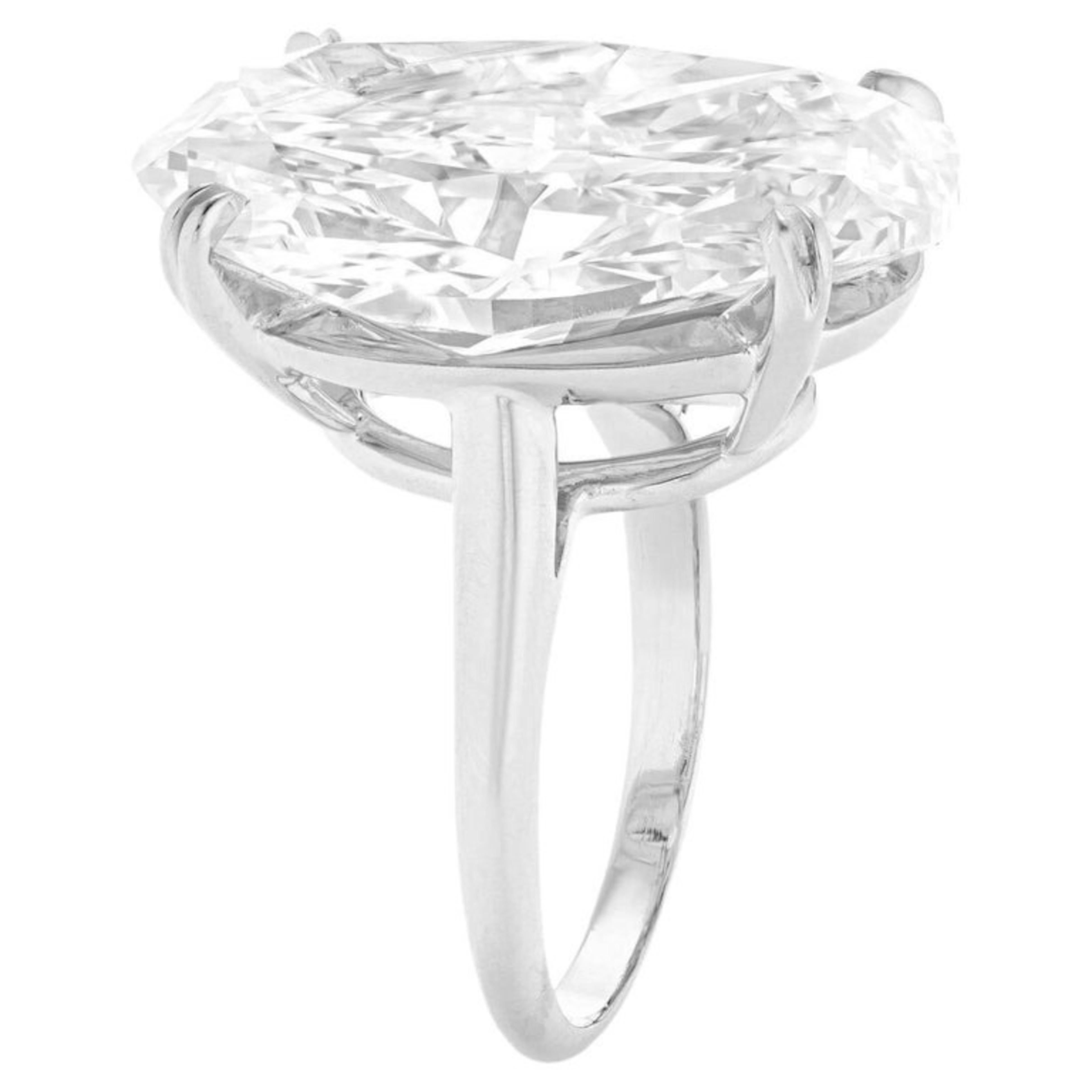 This exquisite ring showcases a 10 carat oval cut diamond, certified by the GIA. The centerpiece diamond, set in platinum  amplify its brilliance and create a stunning visual impact. With an D color grade, the diamond is colorless, adding to its