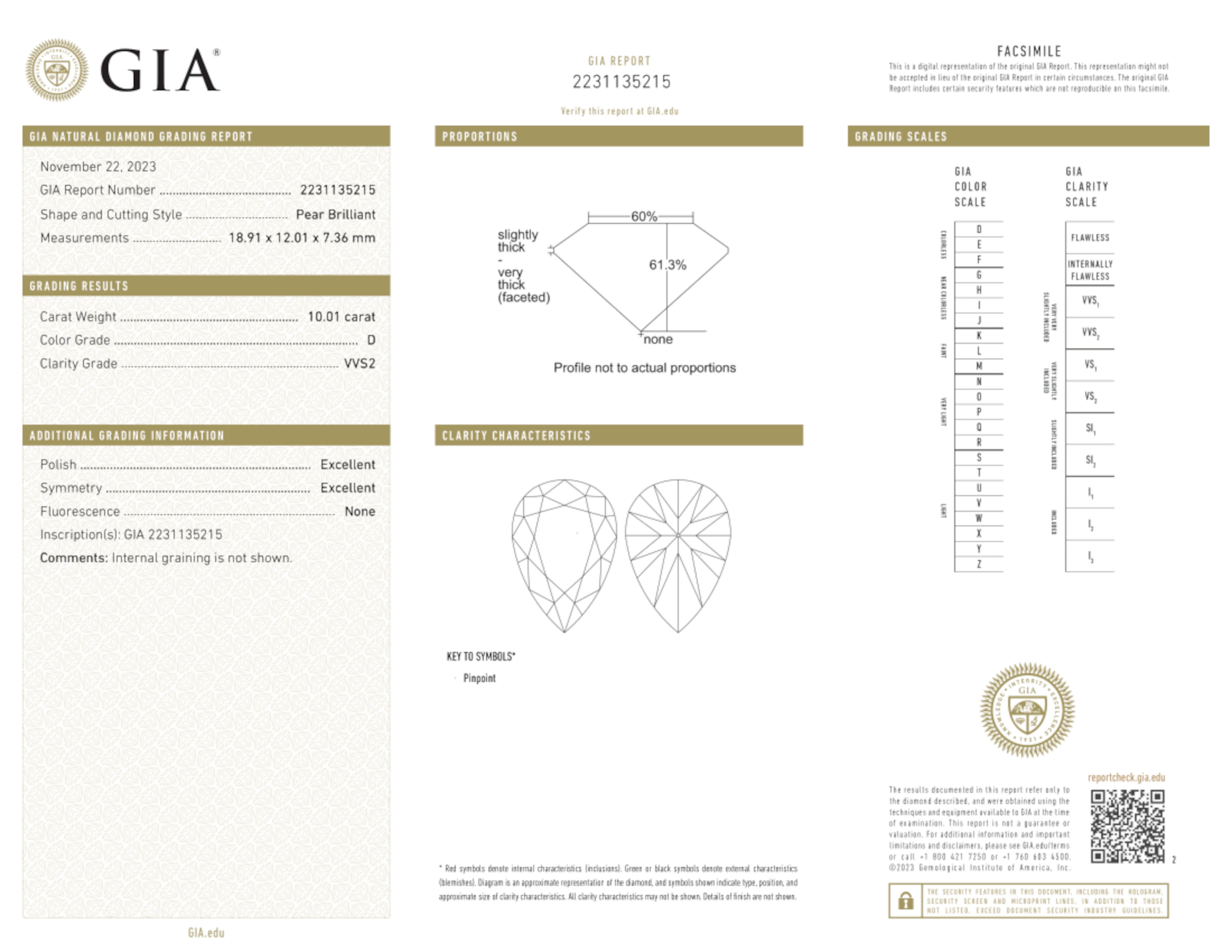 Taglio a goccia GIA Certified 10 Carat Pear Cut Diamond Ring D. A. in vendita