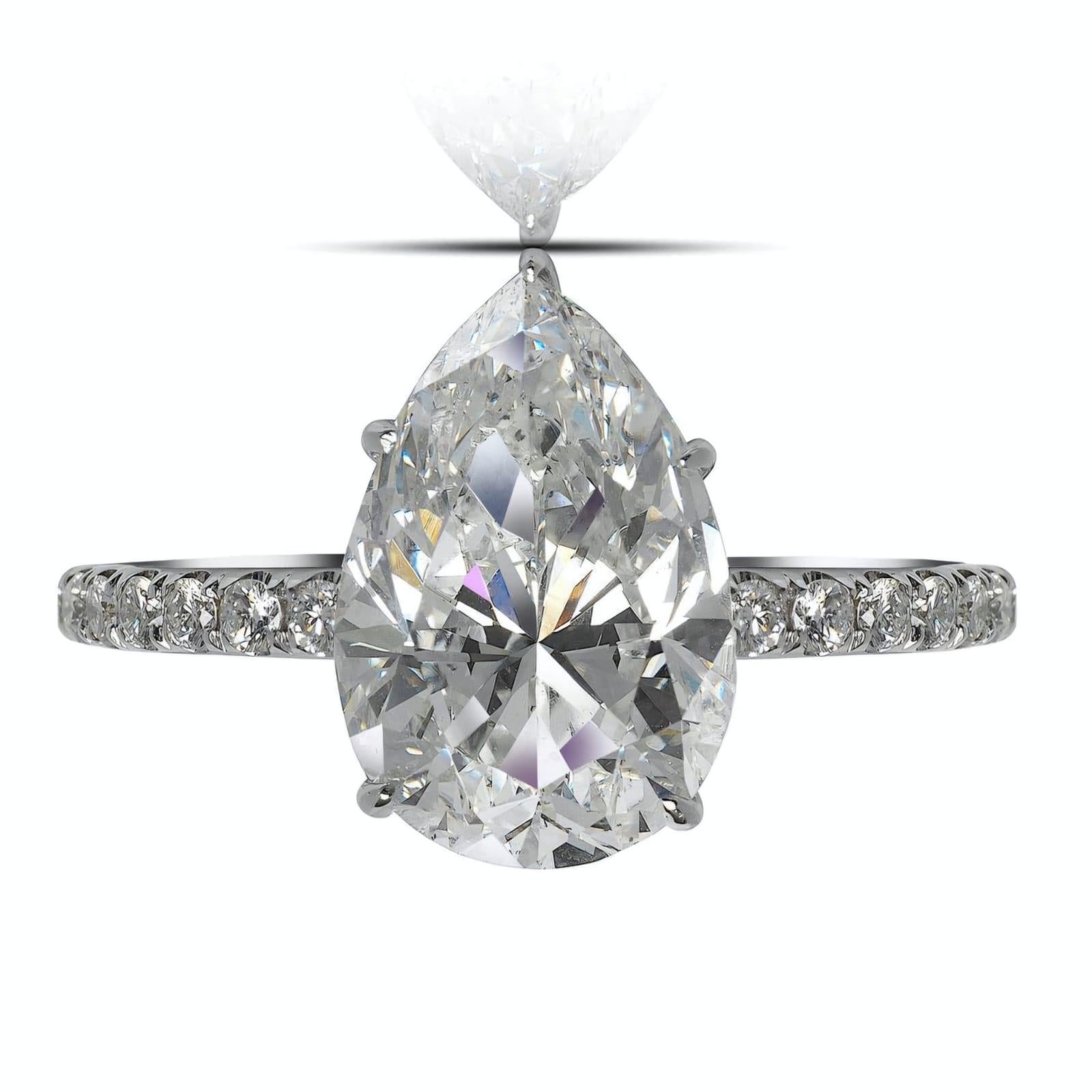 GIA Certified 10 Carat Pear Cut Diamond Ring For Sale 4