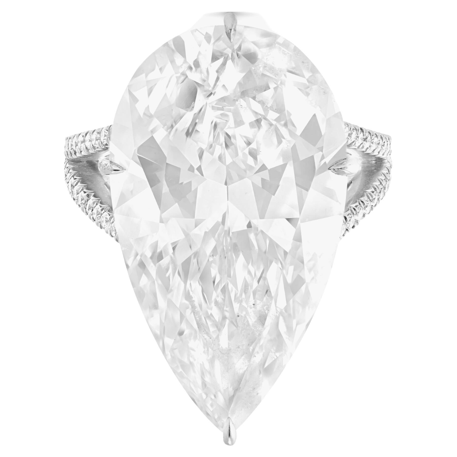 GIA Certified 10 Carat Pear Cut Diamond Ring VVS Clarity D Color