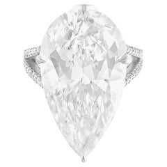 GIA Certified 10 Carat Pear Cut Diamond Ring VVS Clarity D Color
