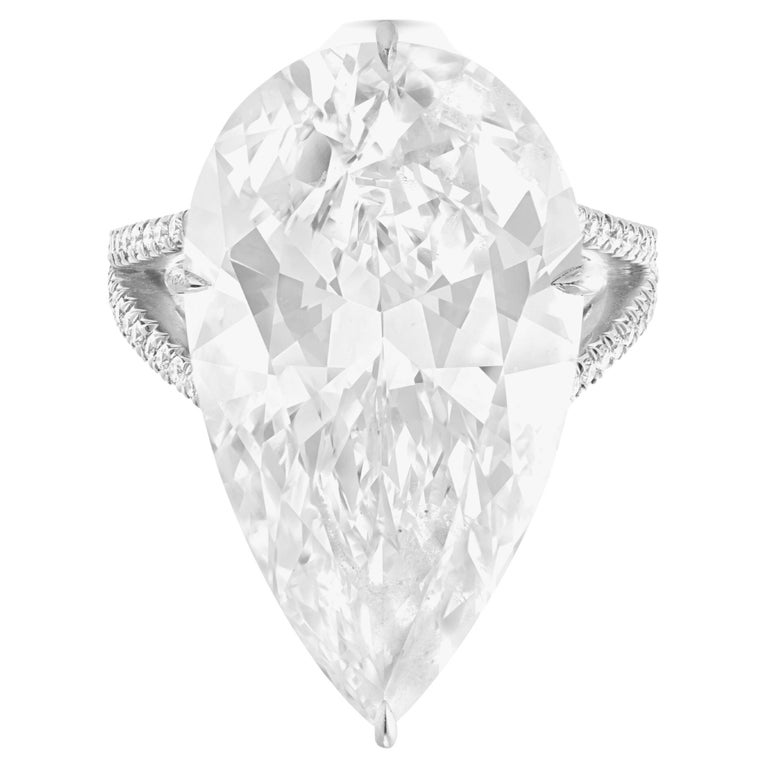 GIA Certified 10 Carat Pear Cut Diamond Ring VVS Clarity D Color