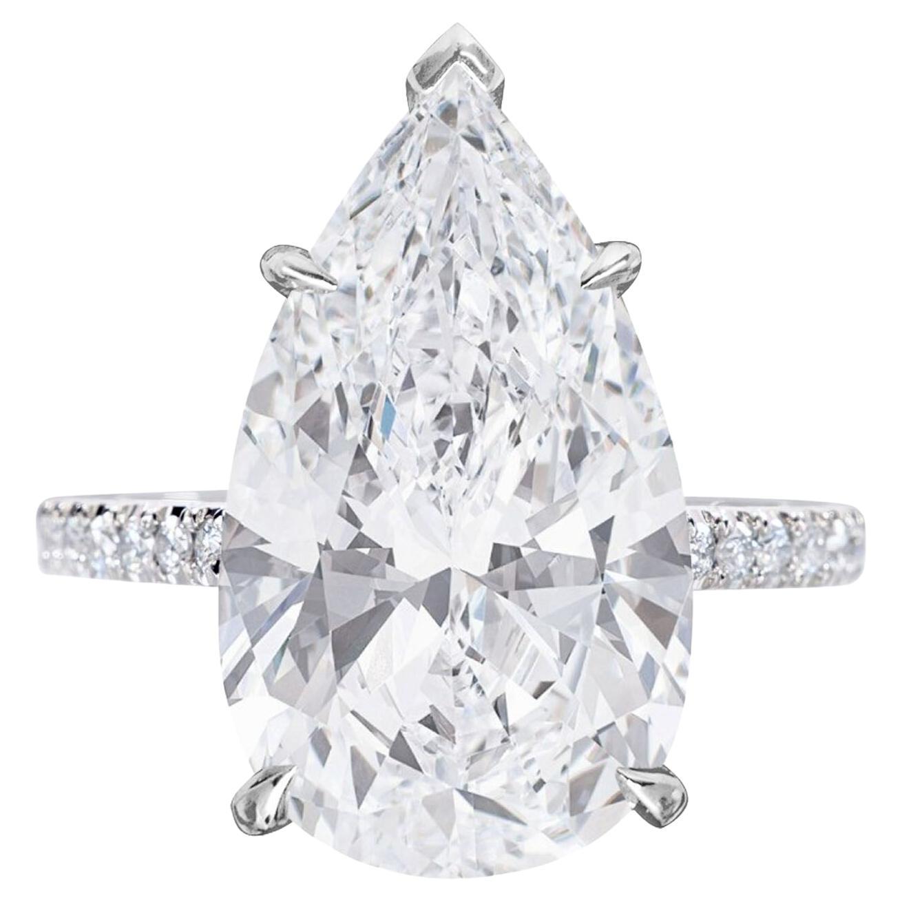 GIA Certified 4 Carat Pear Cut Fancy Yellow Diamond Solitaire Ring For ...