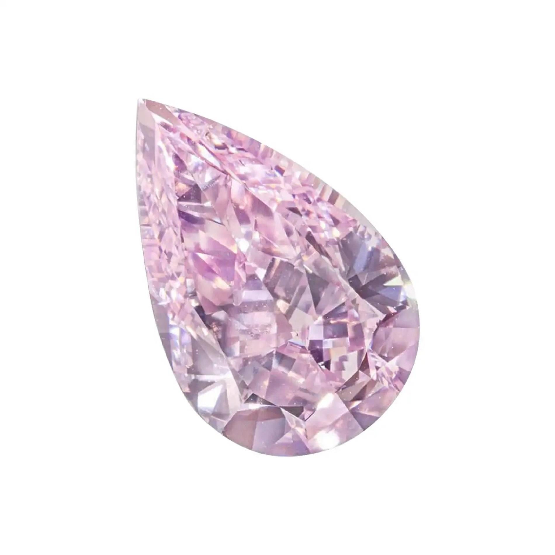 FLAWLESS GIA zertifiziert 10,96 Karat Birnenschliff Fancy Faint Pink Diamant (Tropfenschliff)