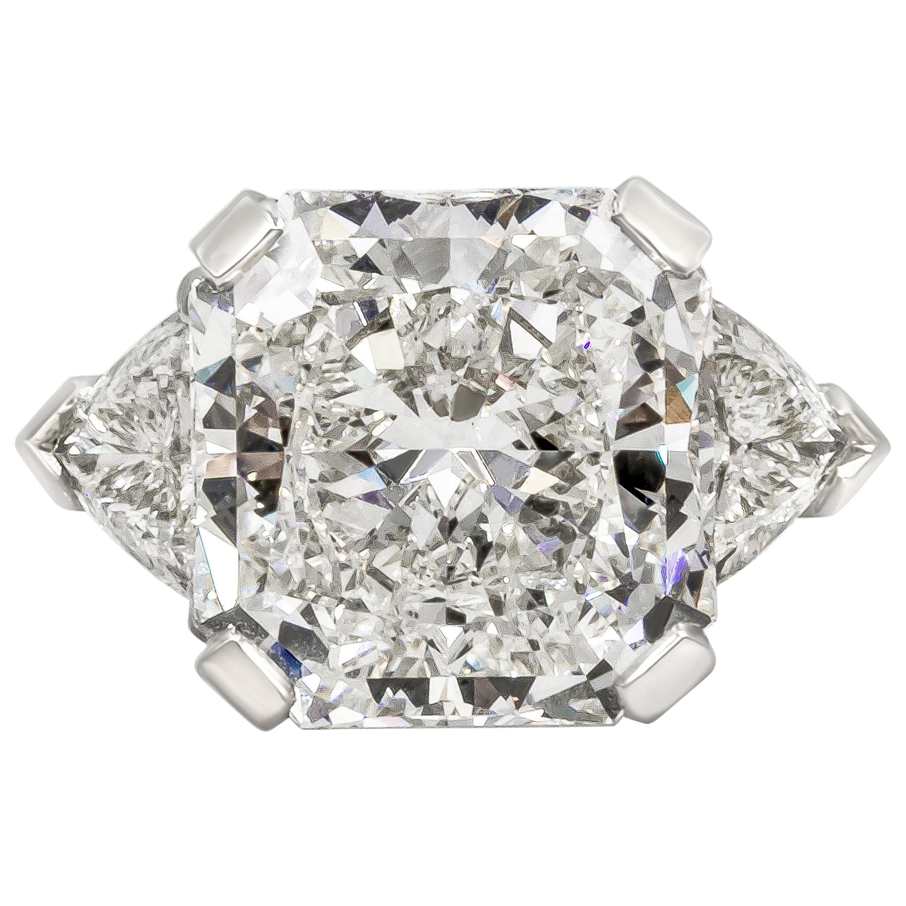 GIA Certified 10 Carat Radiant Cut Diamond Three-Stone Engagement Ring