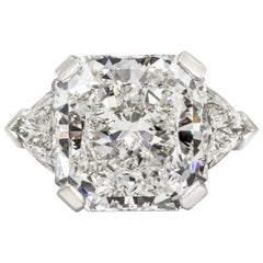 GIA Certified 10.01 Carats Radiant Cut Diamond in Three-Stone Engagement Ring