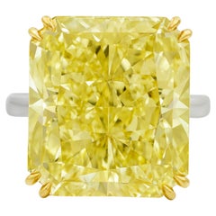 Bague solitaire en or 18 carats certifiée GIA, 10 carats, taille radiant, diamant jaune fantaisie