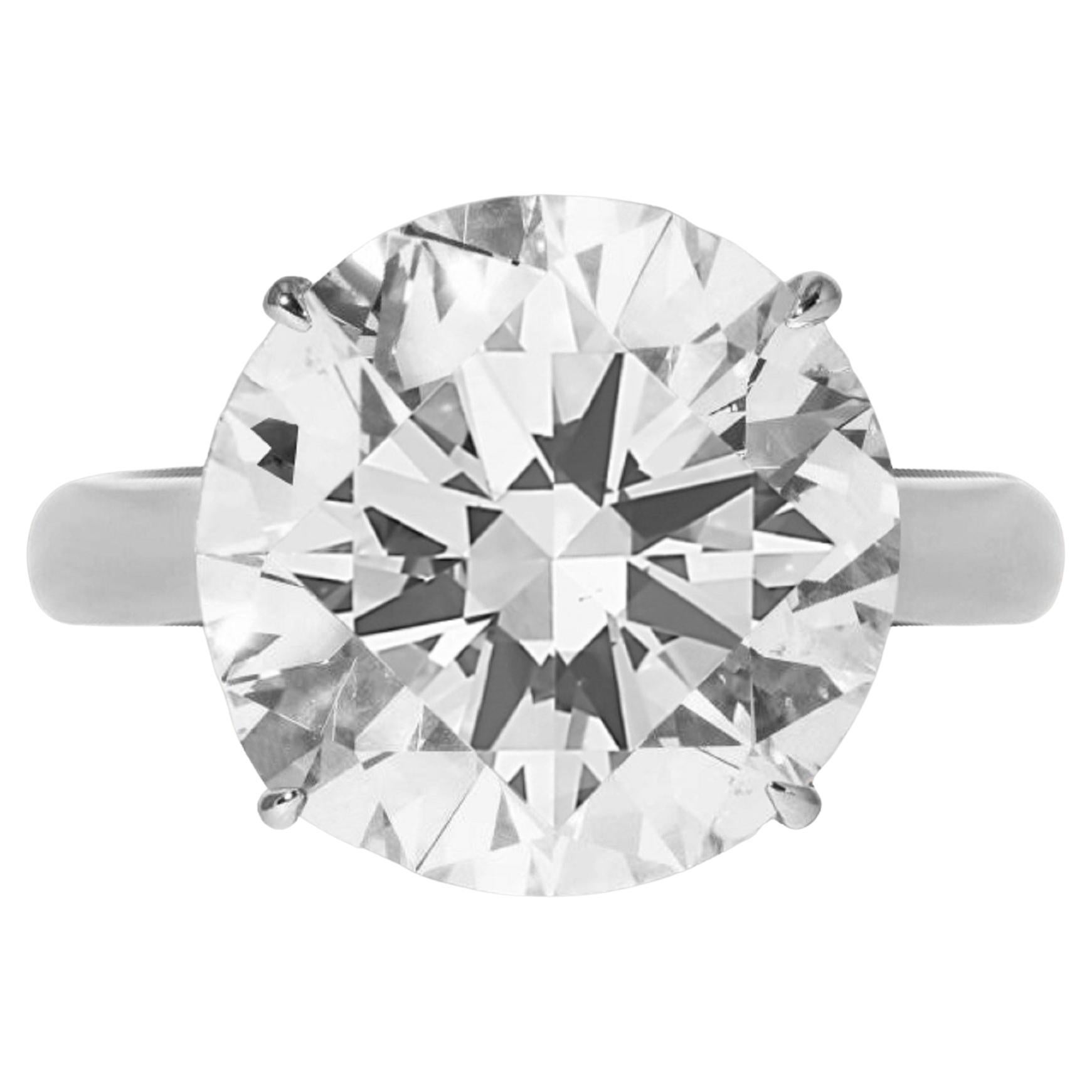 GIA Certified 10 Carat Round Brilliant Cut Diamond Platinum Ring  For Sale