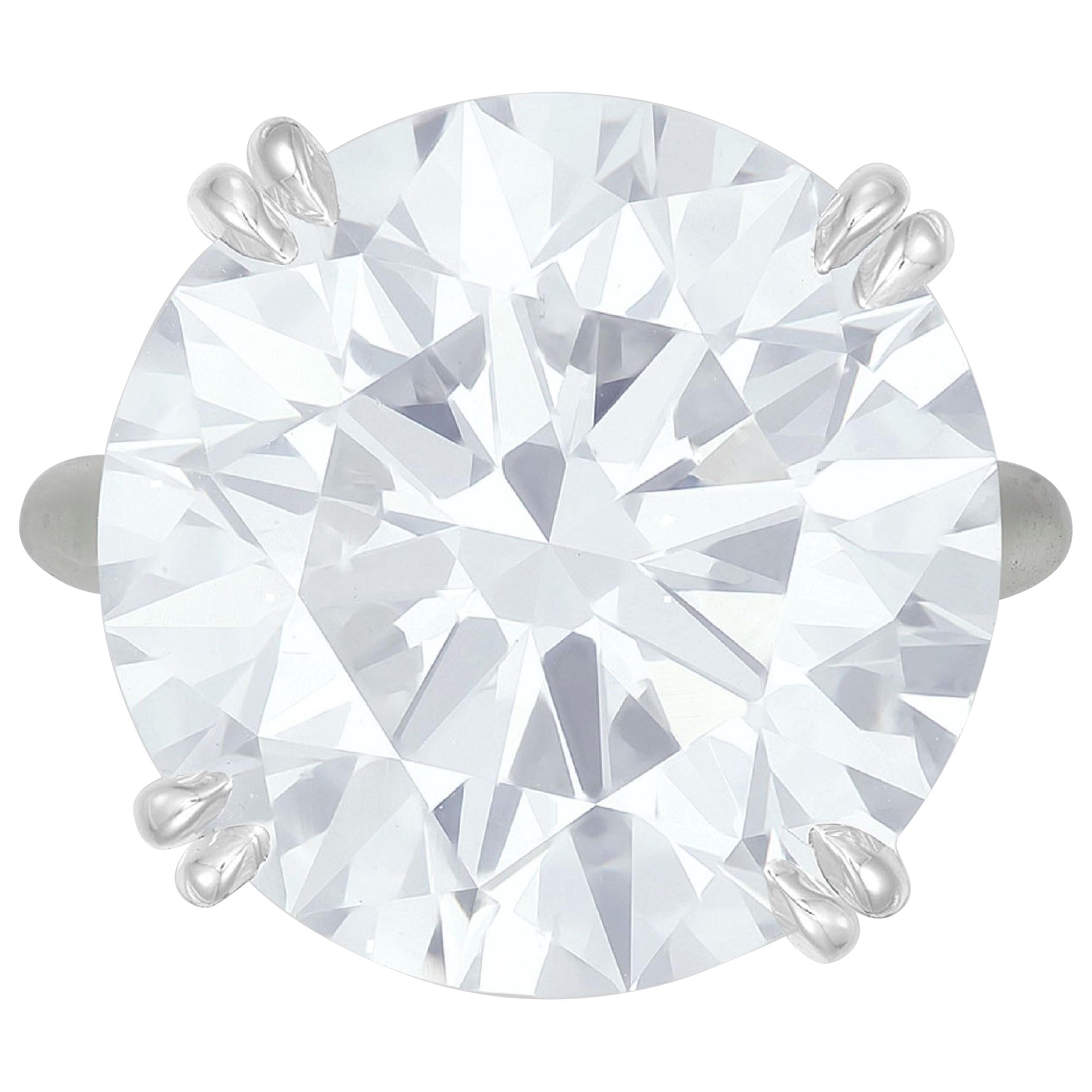 Bague en diamant certifié GIA de 10 carats, taille ronde et brillante, sans défaut