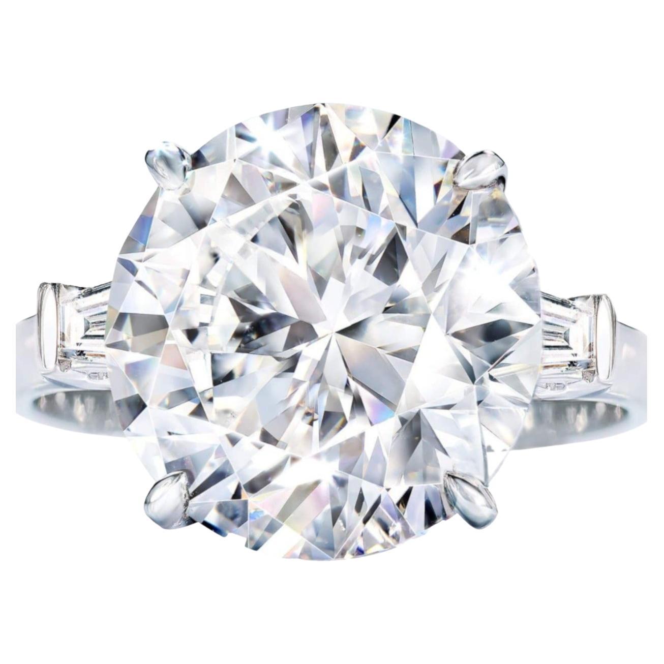 GIA Certified 10 Carat Round Brilliant Cut Diamond Ring IDEAL CUT For Sale