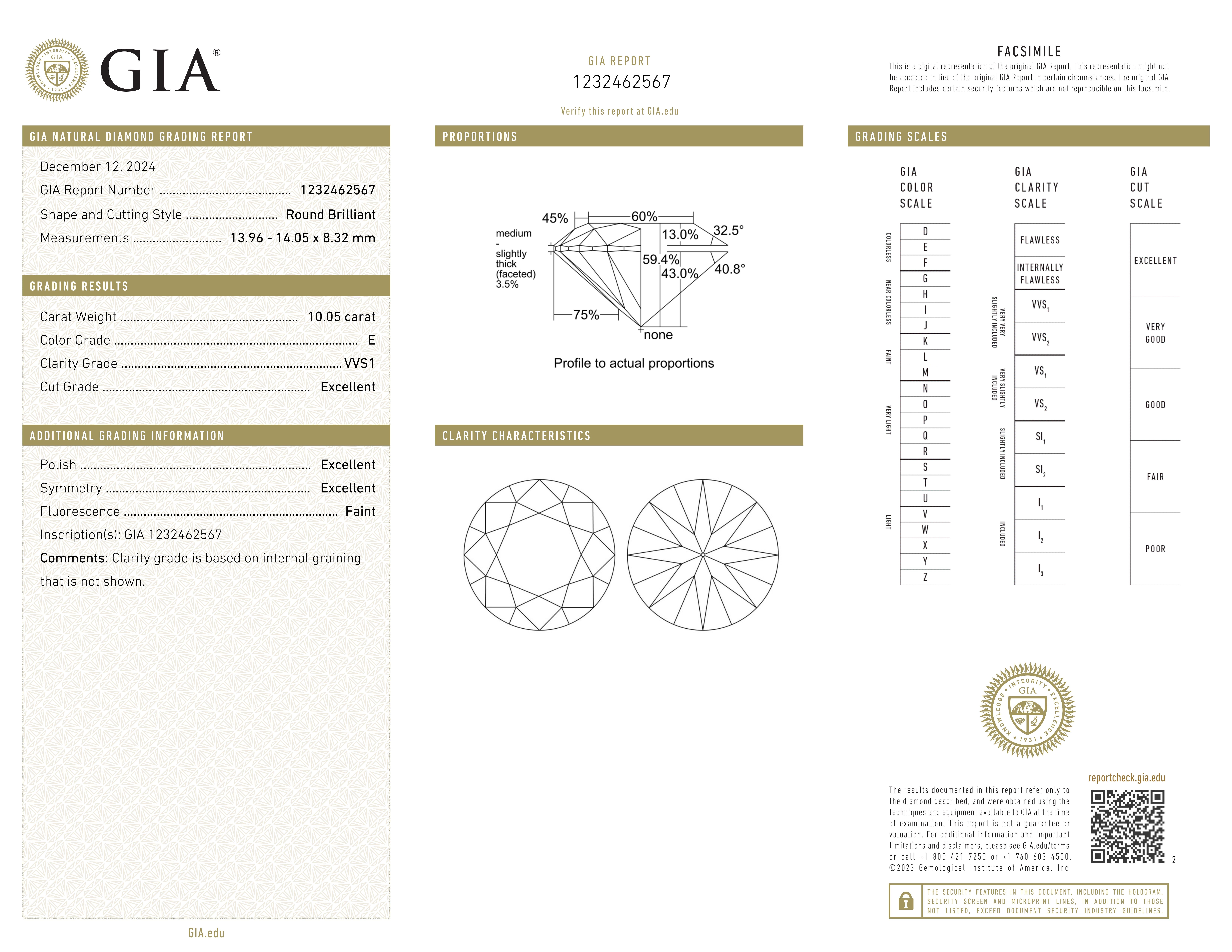 Round Cut GIA Certified 10 Carat Round  Cut Diamond Engagement Platinum Ring For Sale