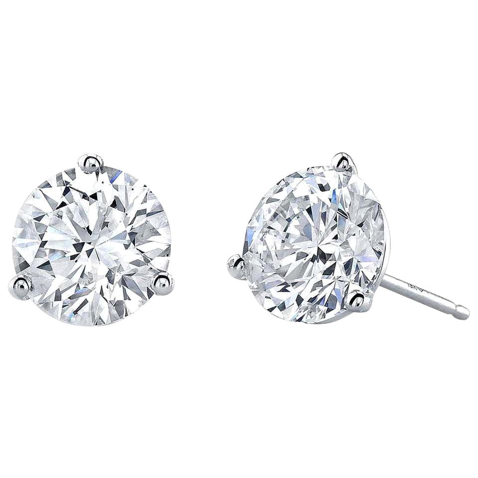 GIA Certified 10 Carat Round Cut Diamond Platinum Stud Earrings For Sale