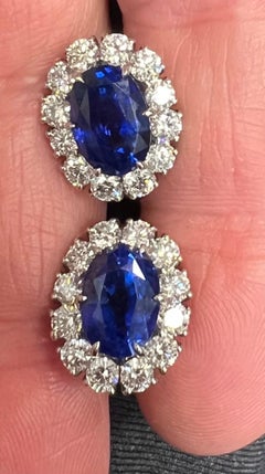 Gia Certified 10 Carat Royal Blue Sapphires Earrings