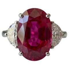 GIA Certified 10 Carat Ruby and Diamond Platinum Ring