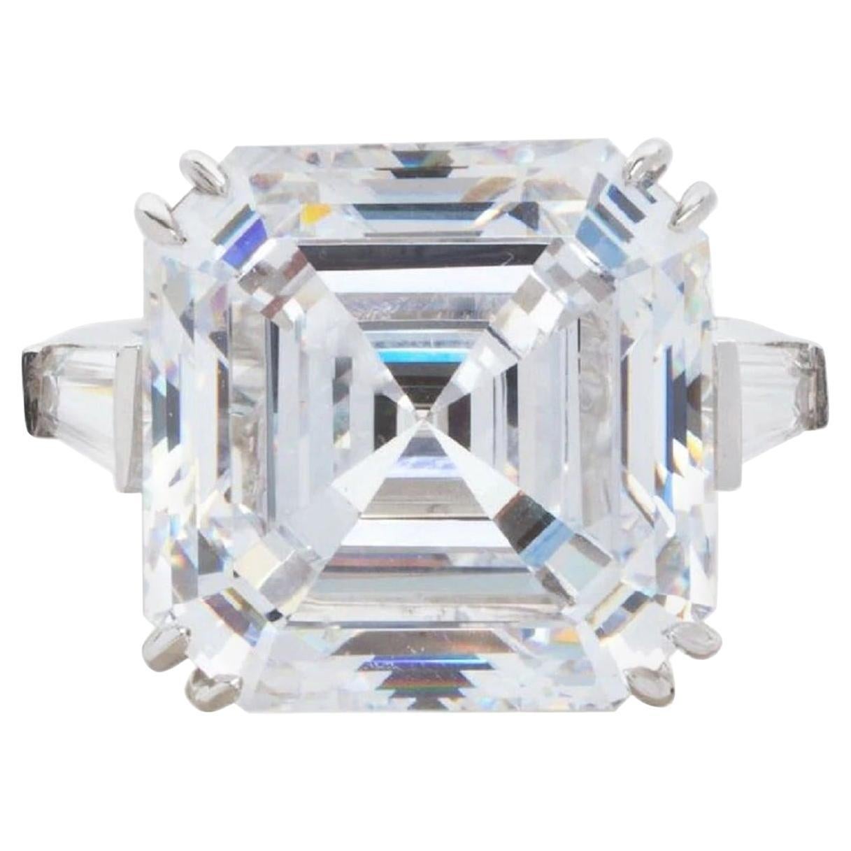 GIA Certified 10 Carat Square Emerald Cut Diamond Ring  For Sale