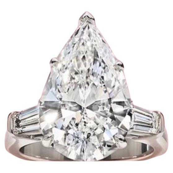 Gia Certified 10 Carats of Pear Cut Natural Diamond on Ring For Sale