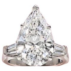 Gia Certified 10 Carats of Pear Cut Natural Diamond on Ring