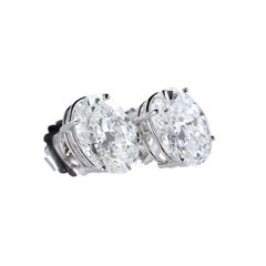 GIA Certified 10 Carat Oval Diamond Stud Platinum Earrings