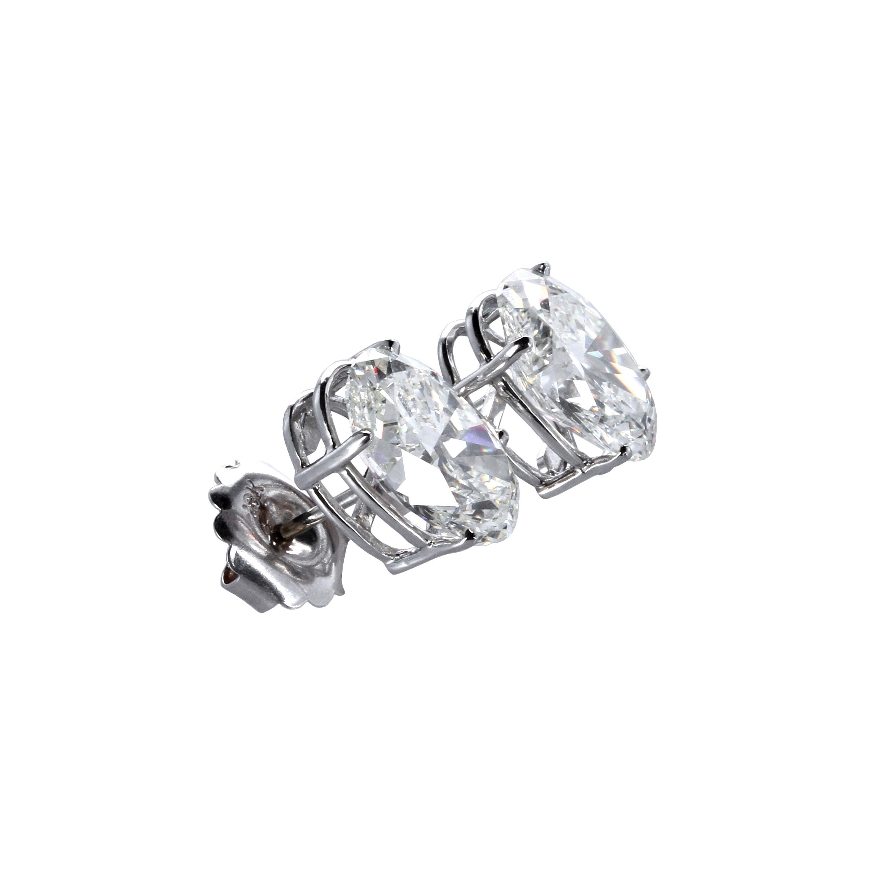 Contemporary GIA Certified 10 Carat Oval Diamond Stud Platinum Earrings