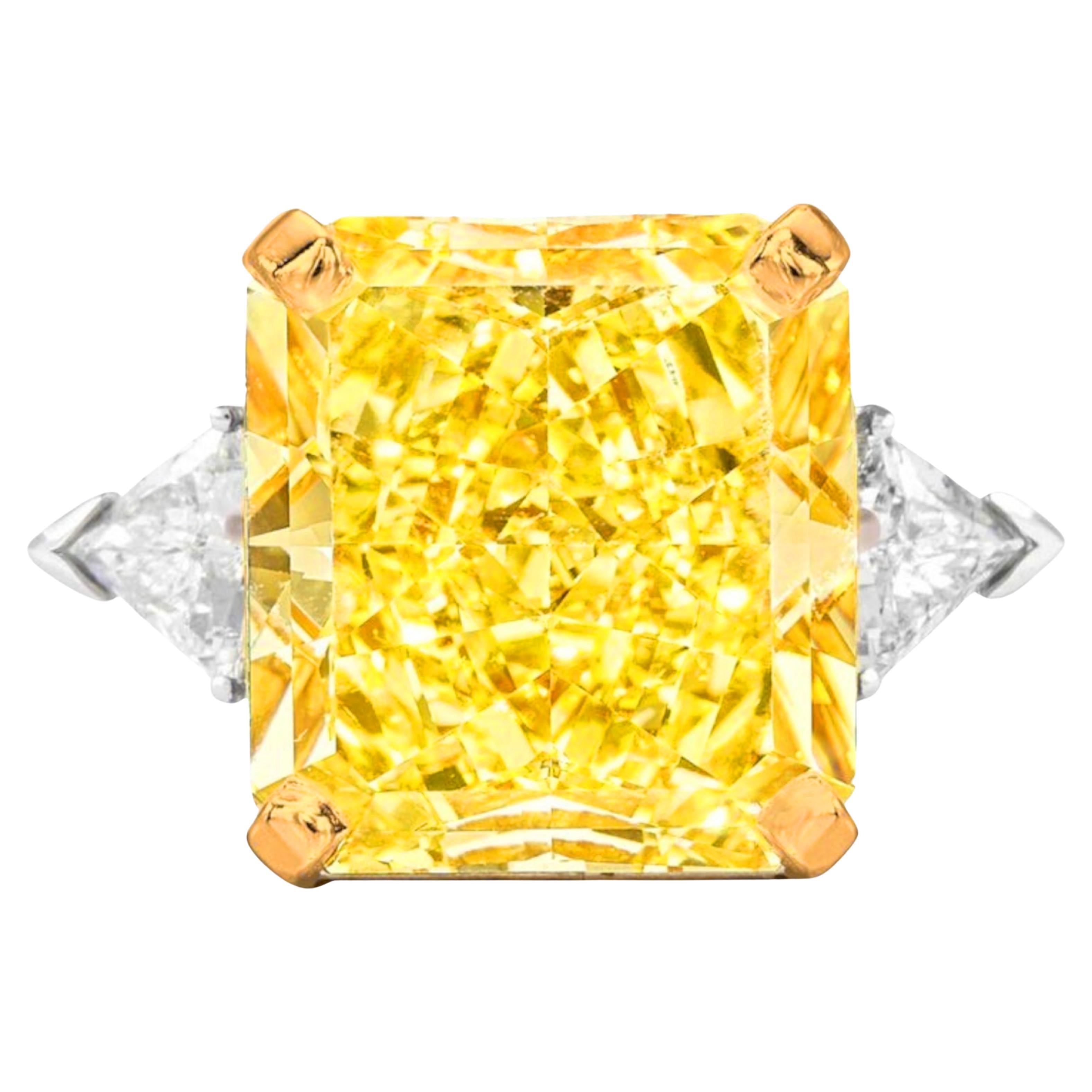 GIA Certified 10 Ct. Yellow Diamond Engagement Platinum Ring