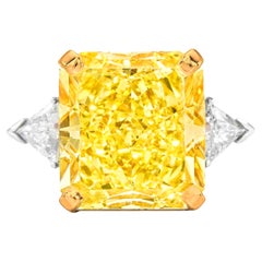 GIA Certified 10 Ct. Yellow Diamond Engagement Platinum Ring