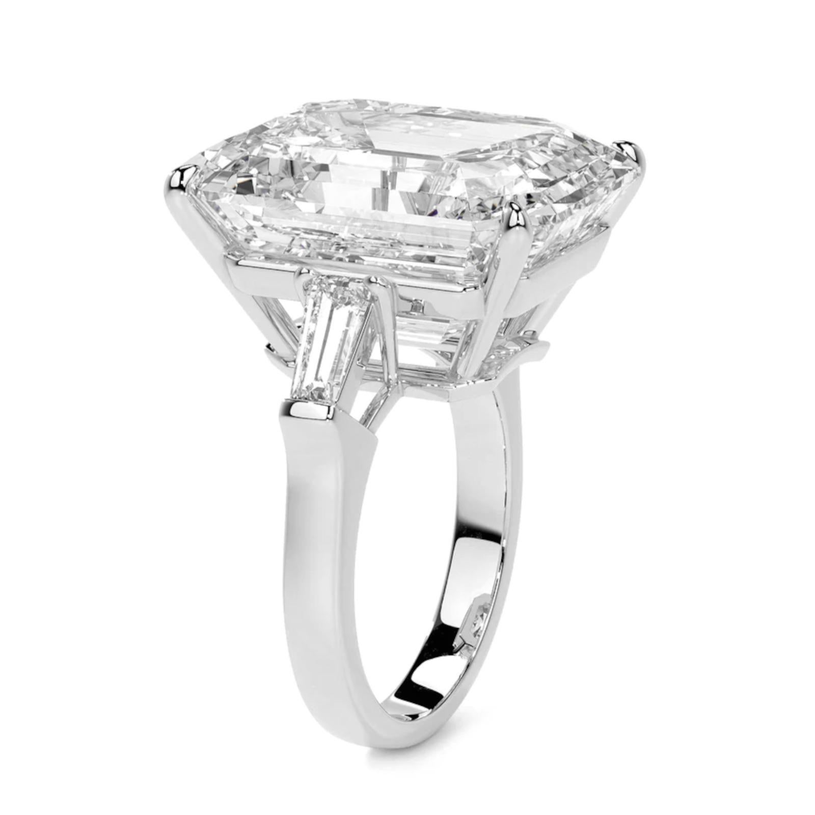 Contemporary GIA Certified 8 Emerald Cut Diamond Engagement Platinum Ring TYPE IIA For Sale