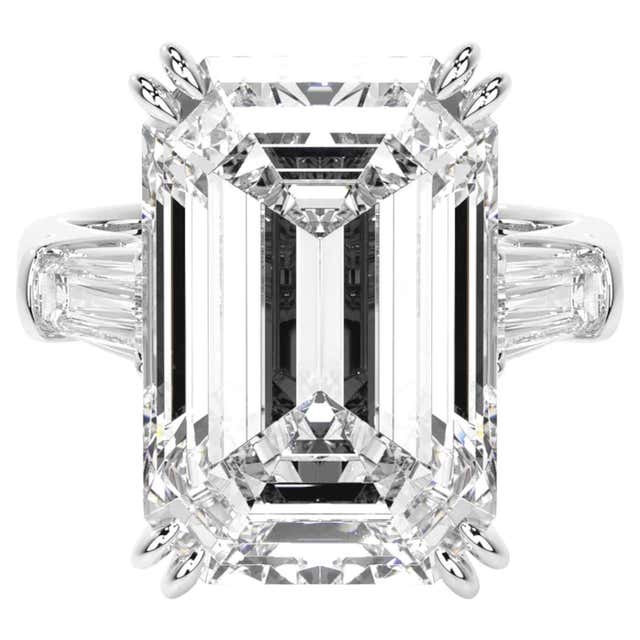GIA Certified 30 Emerald Cut Diamond Platinum Ring TYPE 2A For Sale at ...