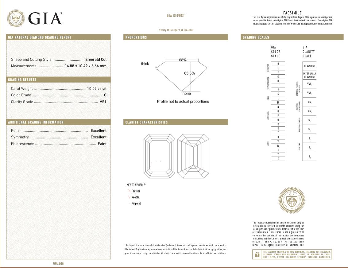 Bague en platine certifiée GIA avec 10 diamants taille émeraude Neuf - En vente à Chicago, IL