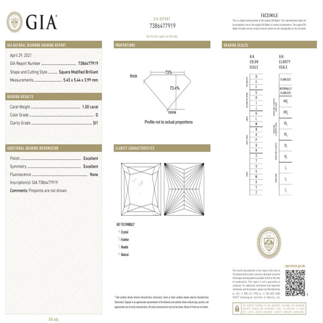 GIA-zertifizierter 1,00/1,01 Karat G/G Farbe SI1/SI1 Reinheit Diamant-Ohrring für Damen oder Herren im Angebot