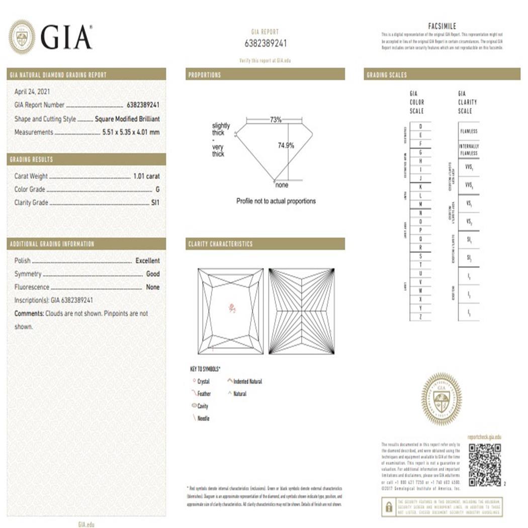 GIA-zertifizierter 1,00/1,01 Karat G/G Farbe SI1/SI1 Reinheit Diamant-Ohrring im Angebot 1