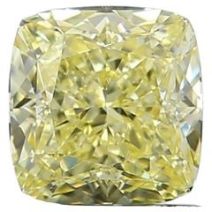 Diamant naturel certifié GIA de 1,00-1,05 carat VVS1, de couleur jaune vif, taille coussin